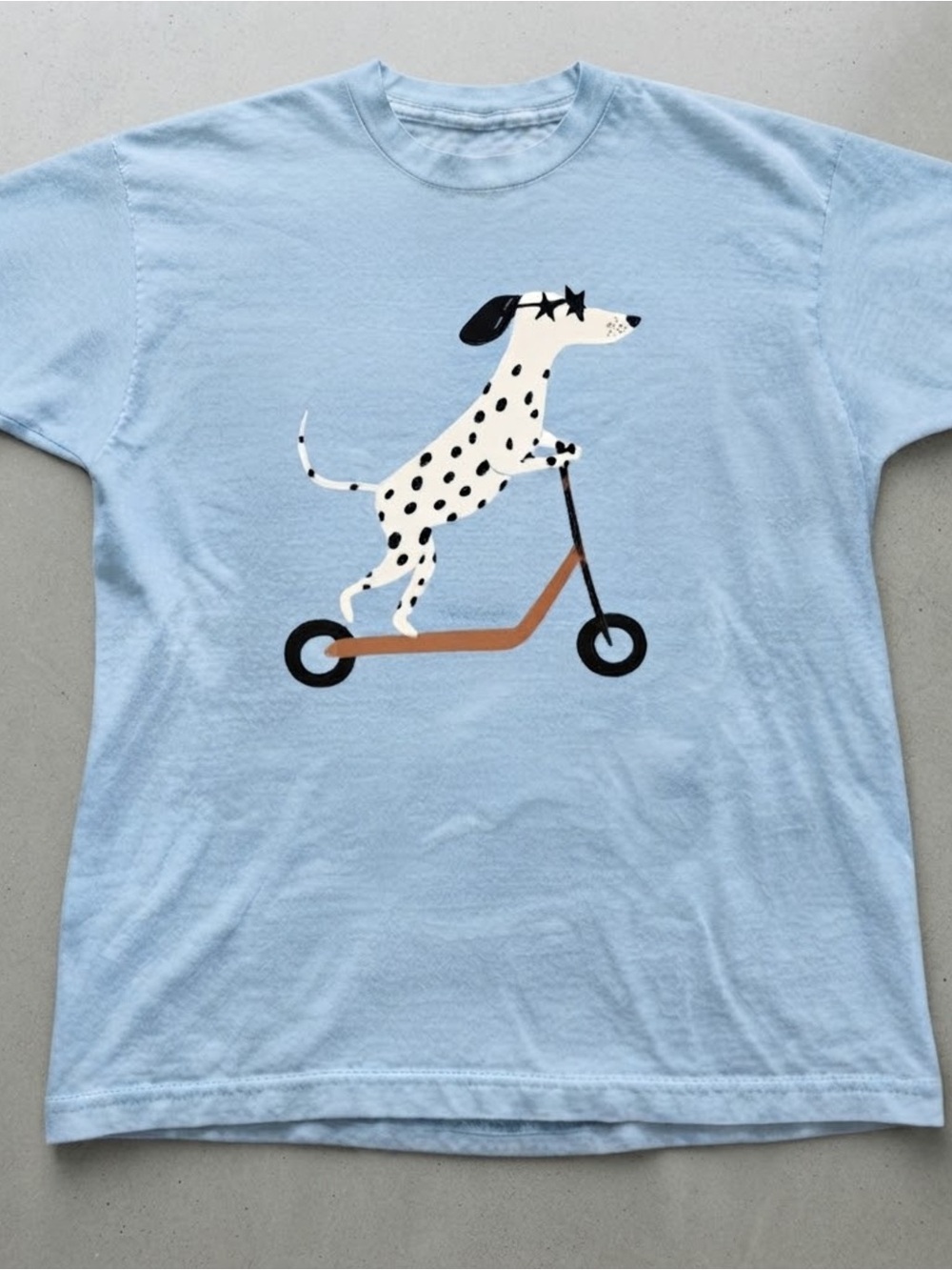Dalmatian Riding Scooter Graphic Tee Heavy Blend Gildan T-Shirt